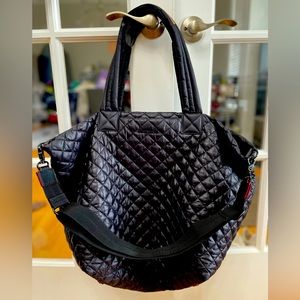 MZ Wallace Large Black Metro Deluxe Tote with no slip strap